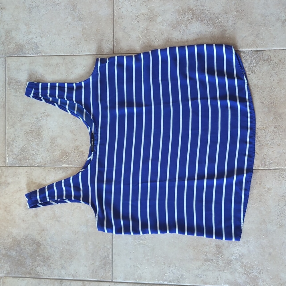 Blue and white striped tank top
